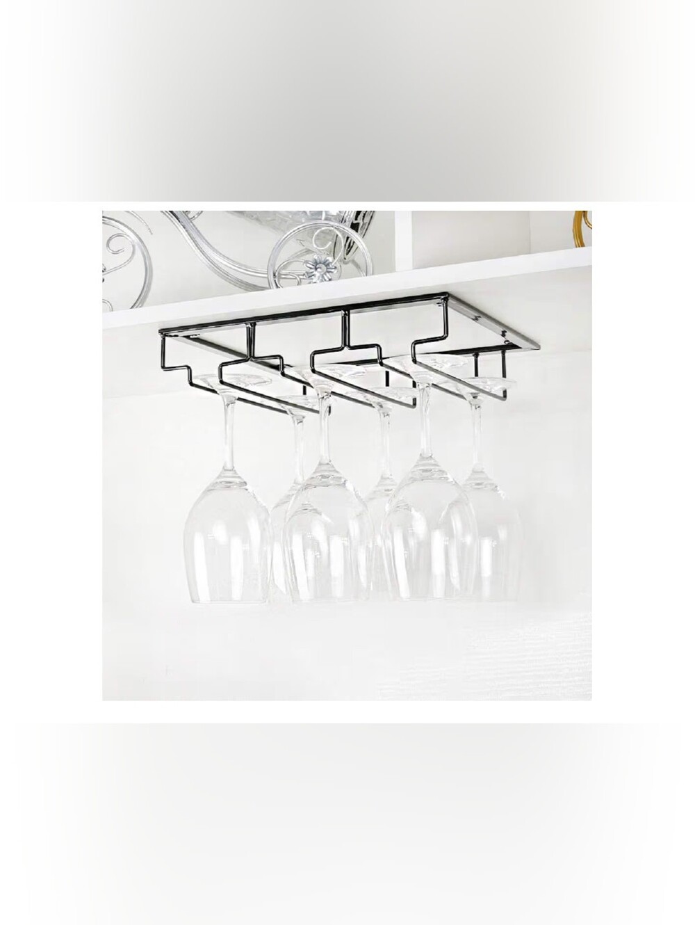 New Black Under-Cabinet Wine Glass Metal Rack Organizer